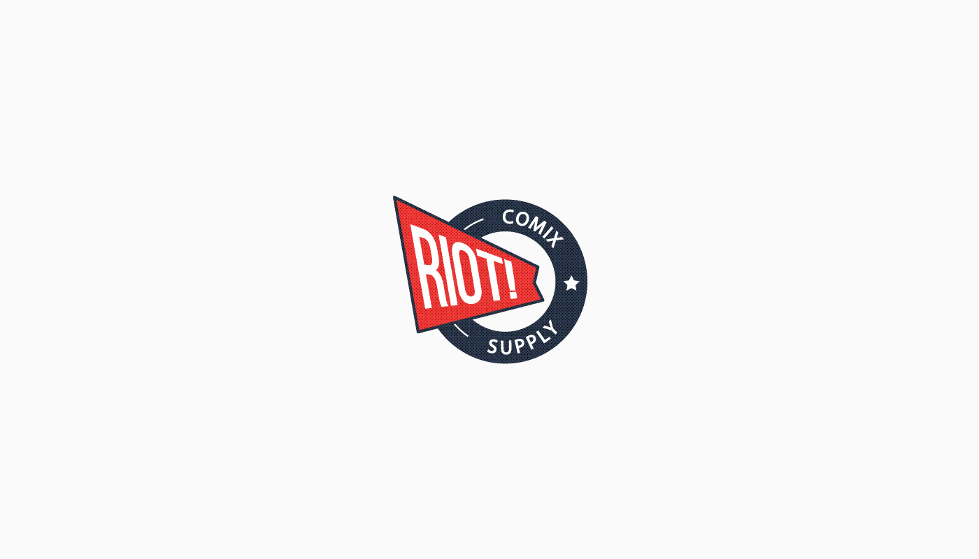 Logo design for Riot Comix Supply, comic supply