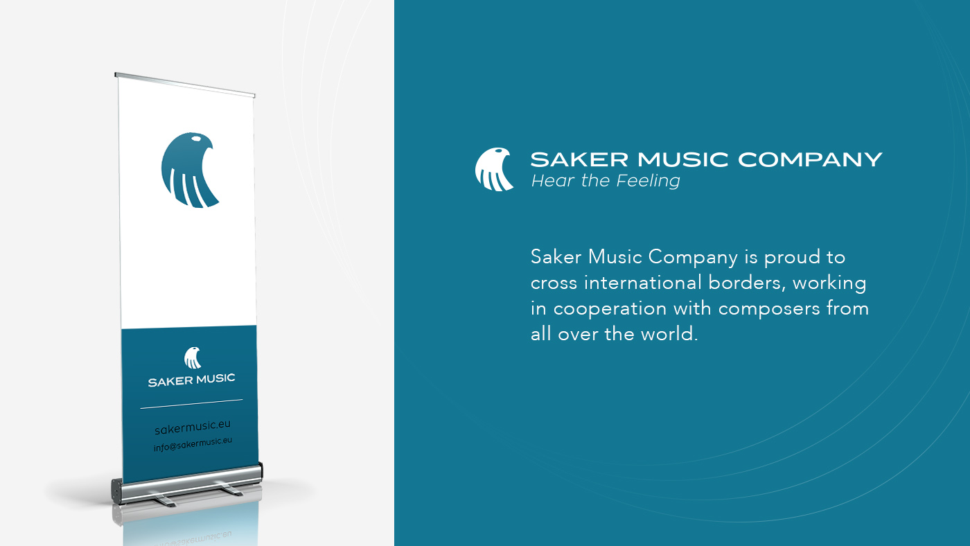 Rollup design for Saker Music with a quote